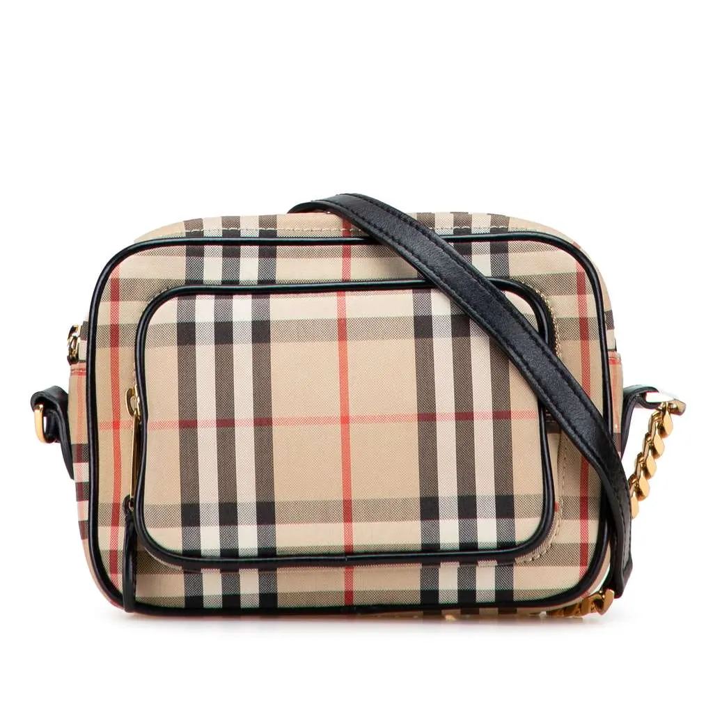 Burberry House Check Canvas Camera Bag Brown Canvas Very good - Front View