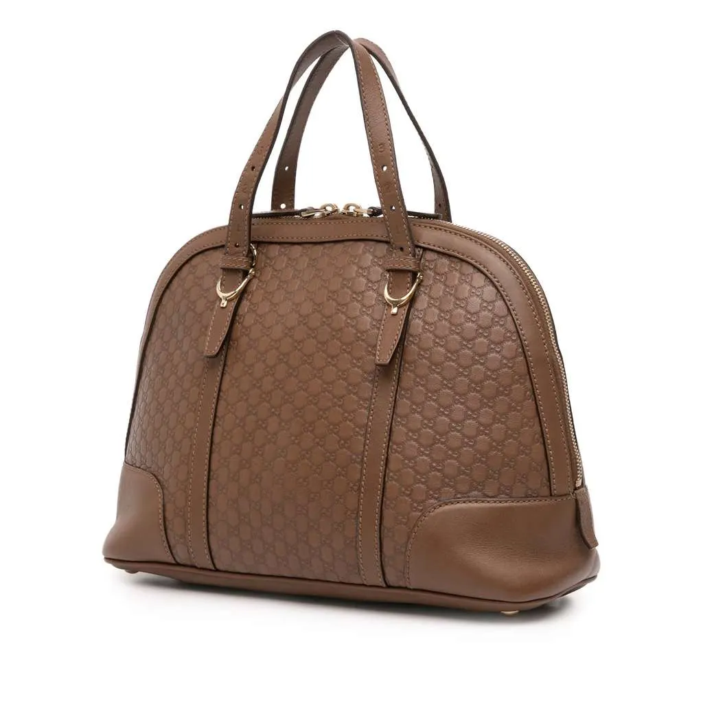 Gucci Small Microguccissima Nice Dome Satchel Brown Leather Good - Back View