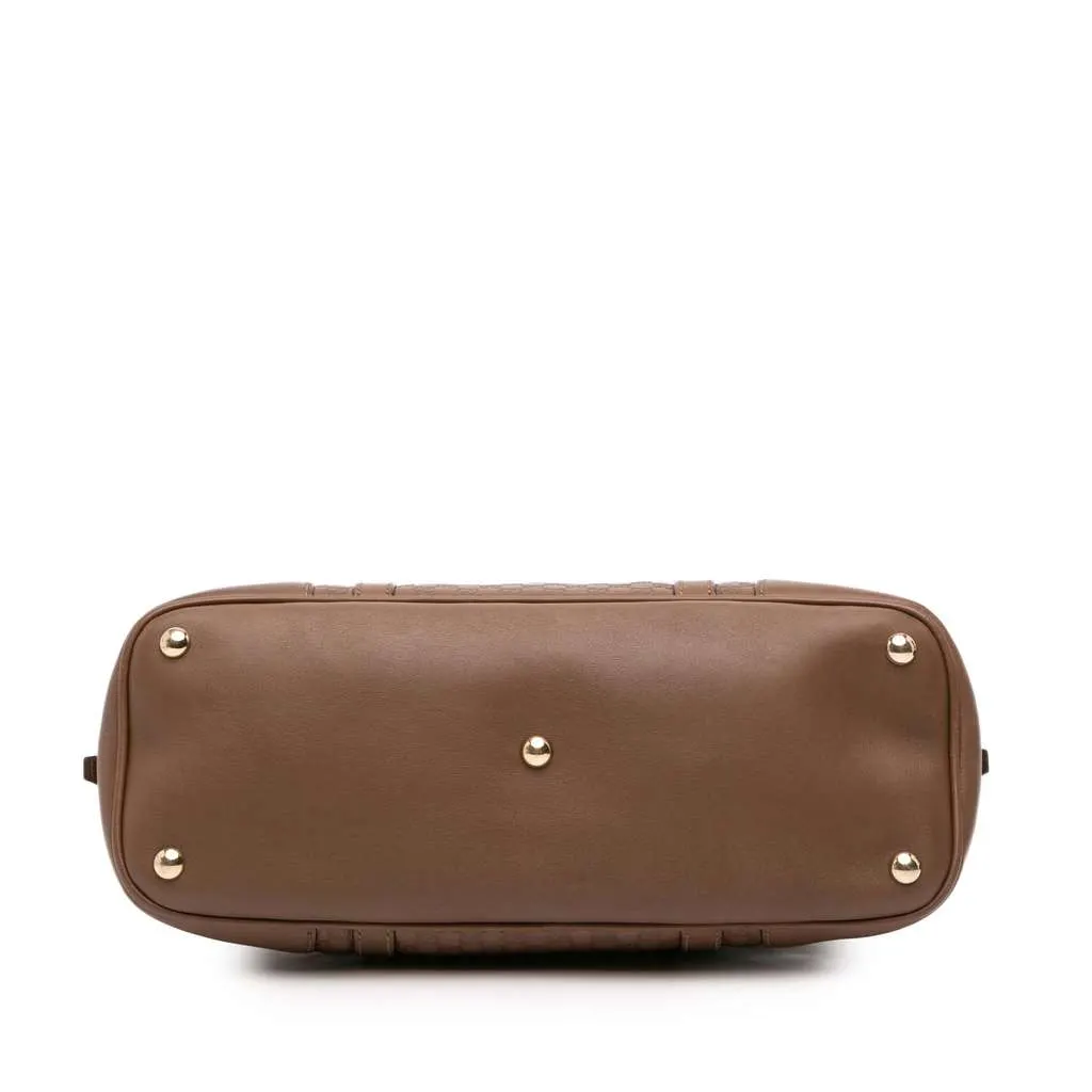 Gucci Small Microguccissima Nice Dome Satchel Brown Leather Good - Inside View