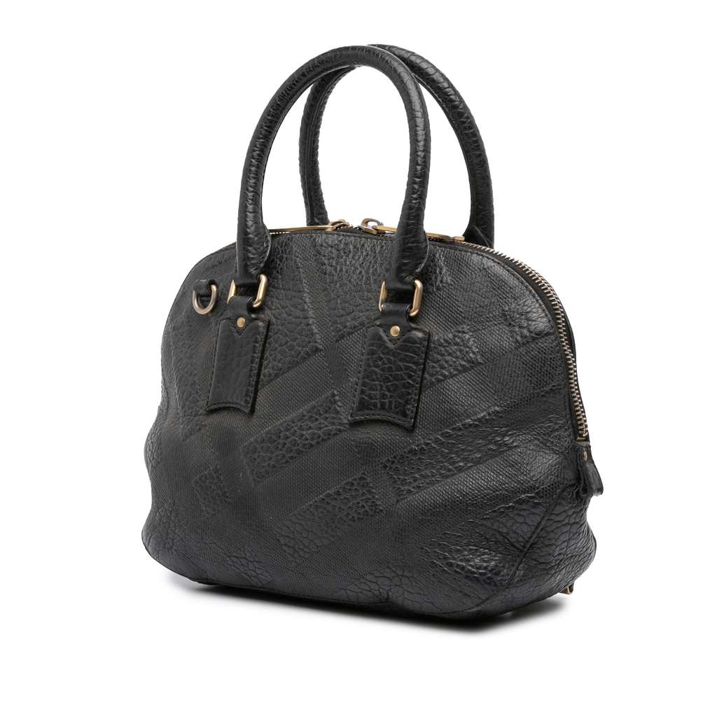 Burberry Small Heritage Grain Check Embossed Orchard Bowling Bag - Back view