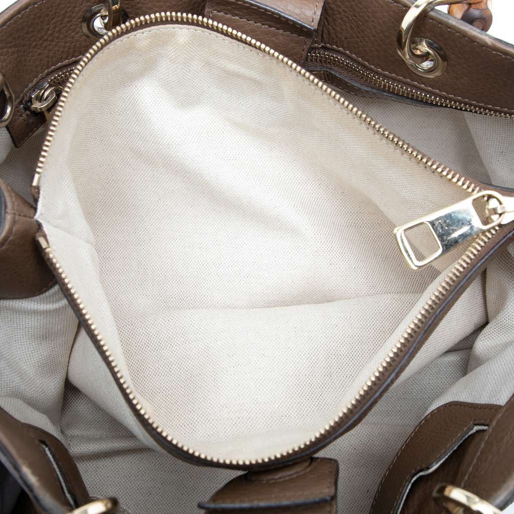 Gucci Medium Calfskin Bamboo Shopper Satchel - 4