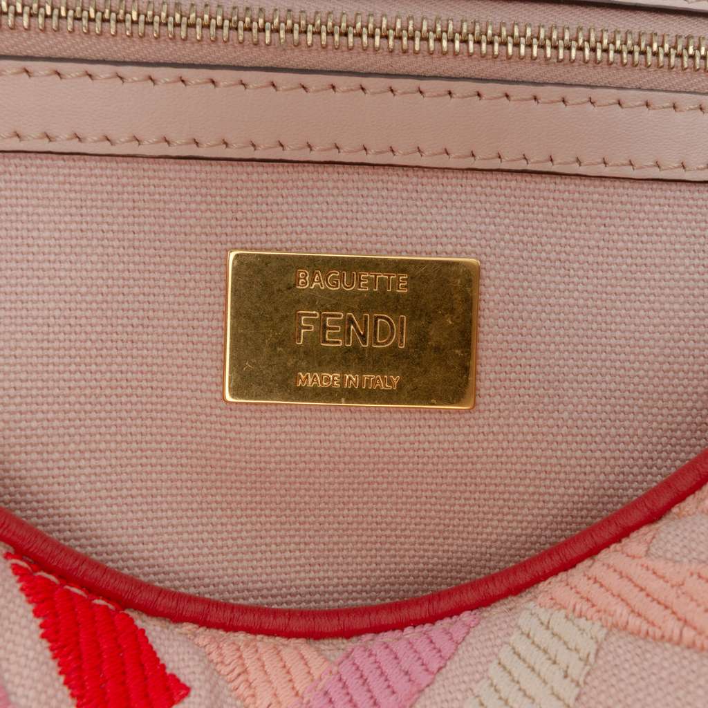 Fendi Zucca Embroidered Canvas Baguette Satchel - 5