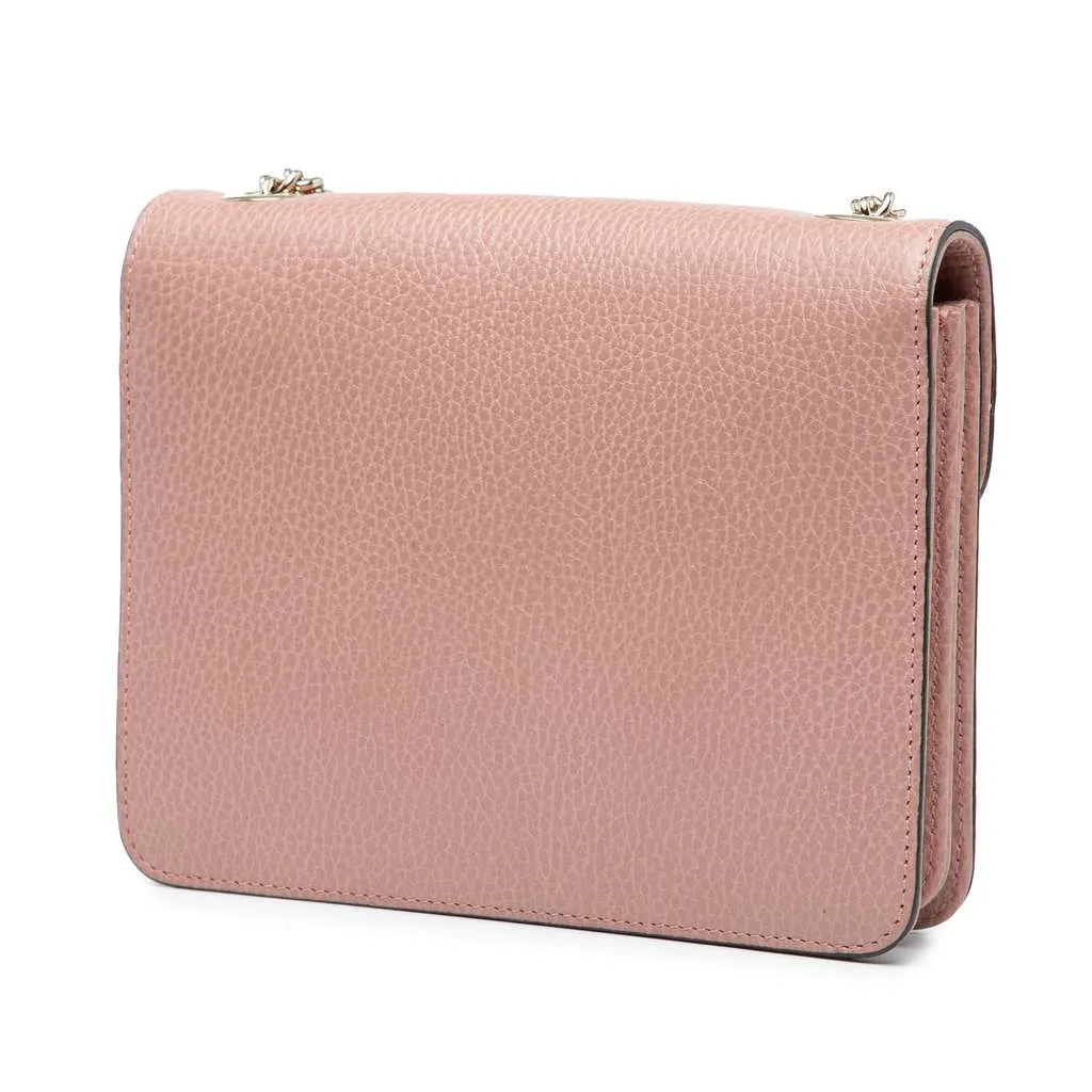 Gucci Small Dollar Calfskin Interlocking G Crossbody Pink Leather Very good - Back View