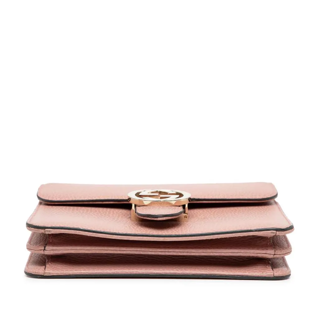 Gucci Small Dollar Calfskin Interlocking G Crossbody Pink Leather Very good - Inside View