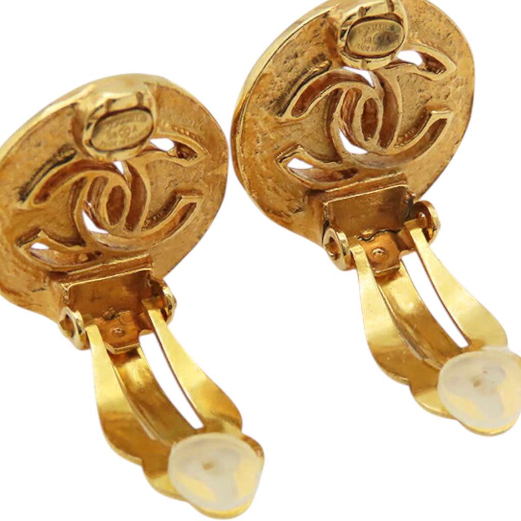 Chanel Gold Plated CC Round Clip-on Earrings - Image 6
