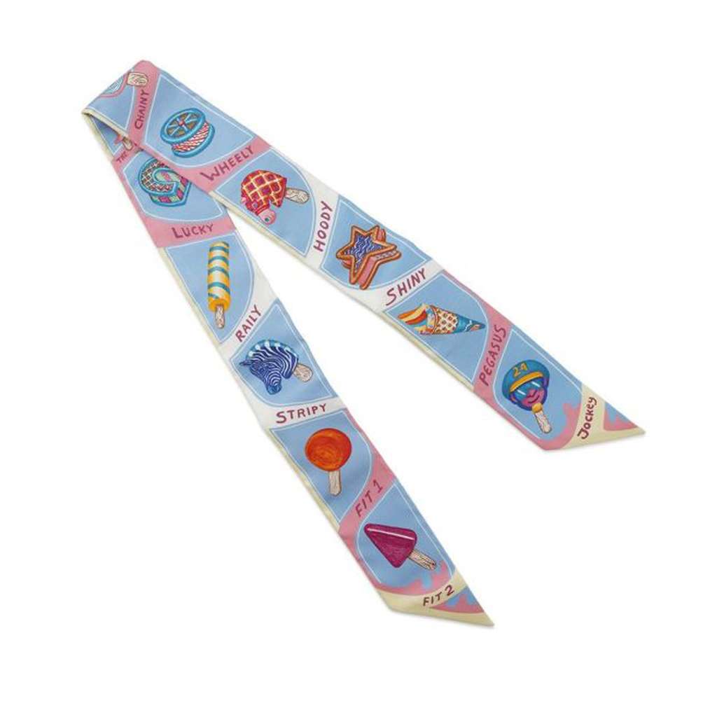 Hermès Funny Ice Cream Silk Twilly Scarf - Back view