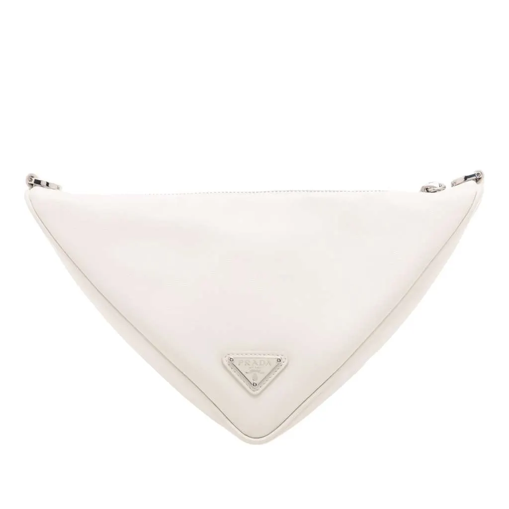 Prada Grace Lux Triangle Crossbody White Leather Good - Back View