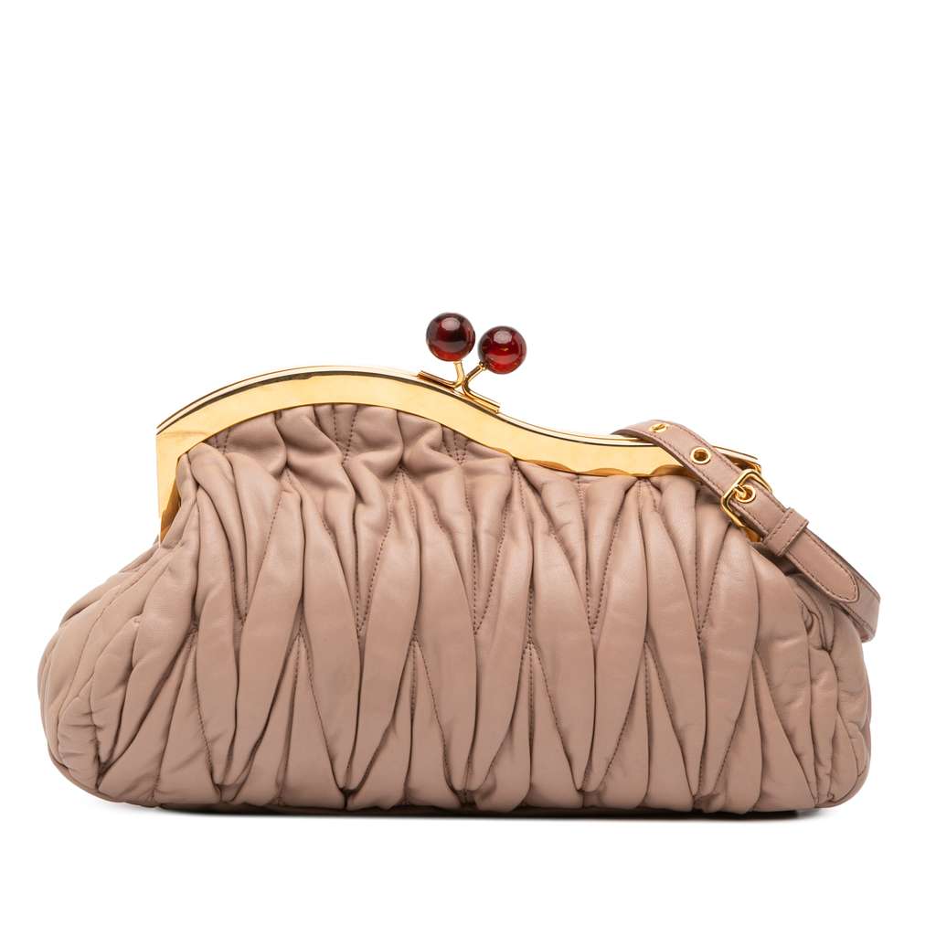 Miu Miu Matelasse Nappa Kiss Lock Clutch on Strap
