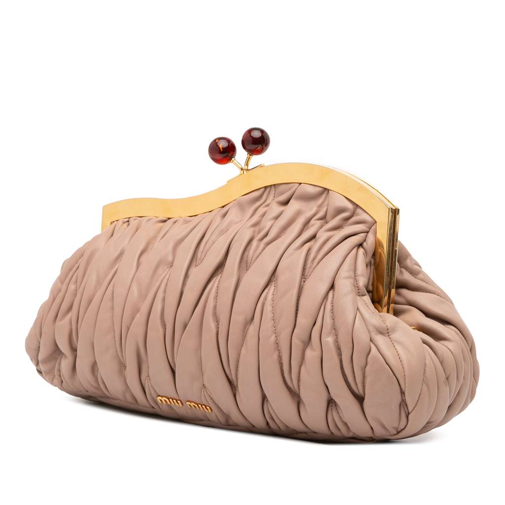 Miu Miu Matelasse Nappa Kiss Lock Clutch on Strap - Back view