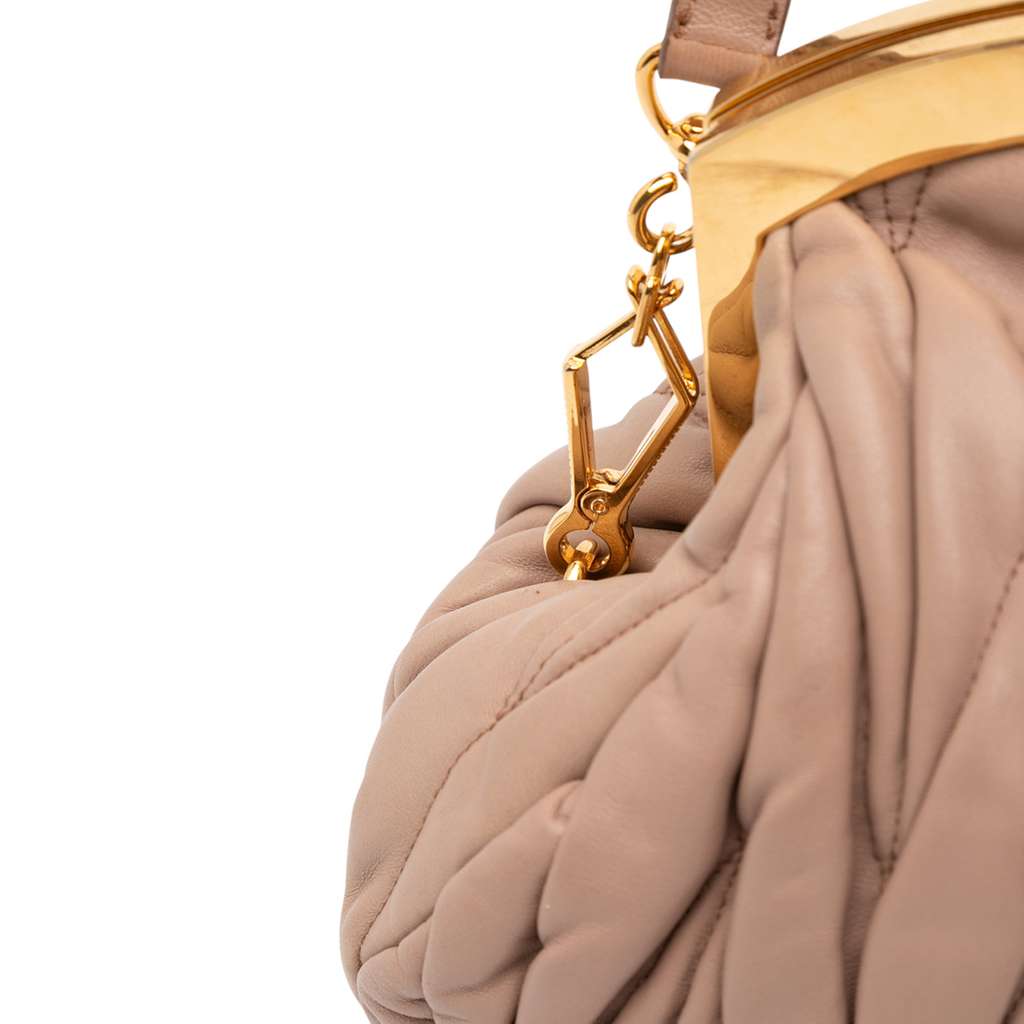 Miu Miu Matelasse Nappa Kiss Lock Clutch on Strap - Image 10