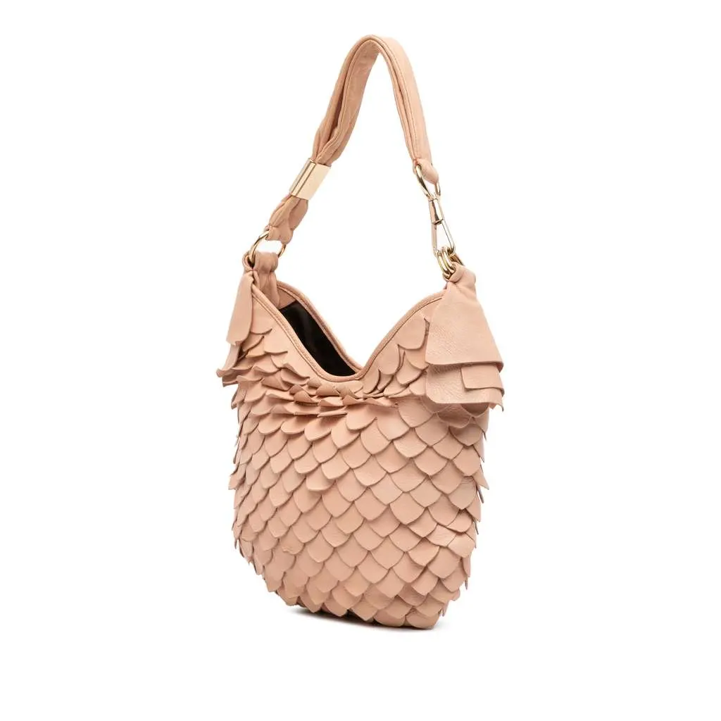 Saint Laurent Leather St Tropez Fish Scale Hobo Pink Leather Good - Back View