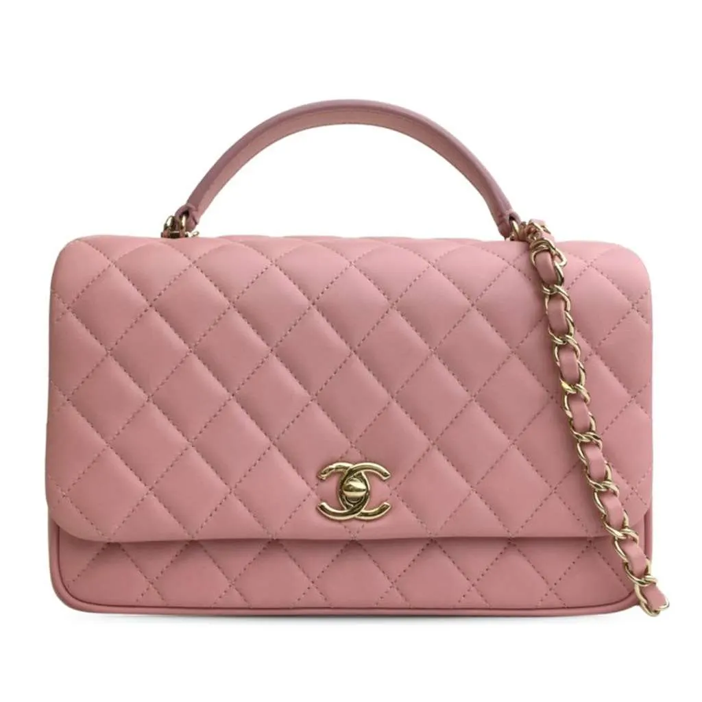 Chanel Small Lambskin Citizen Chic Flap Pink Leather Good - Front View