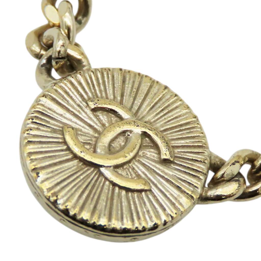 Chanel Gold Plated Resin CC Rhinestones Pendant Necklace - Back view