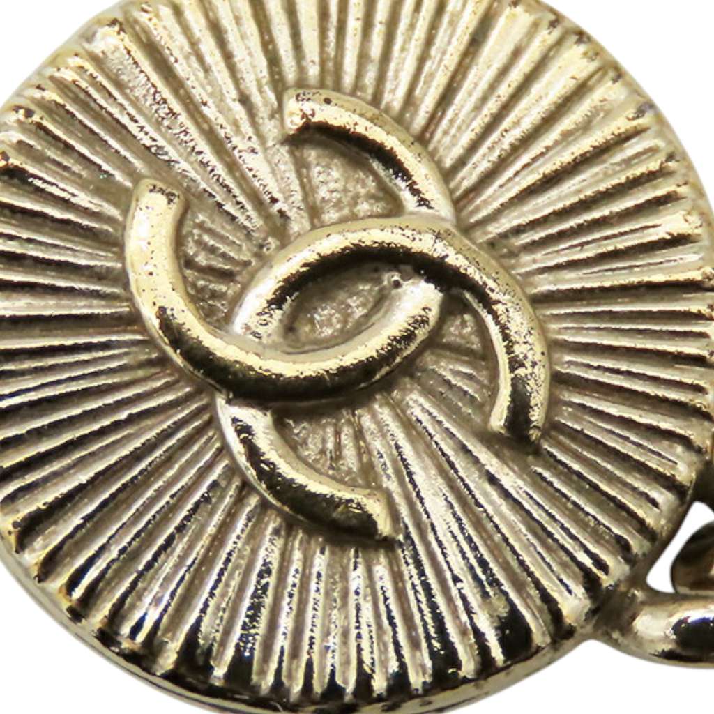 Chanel Gold Plated Resin CC Rhinestones Pendant Necklace - Image 6