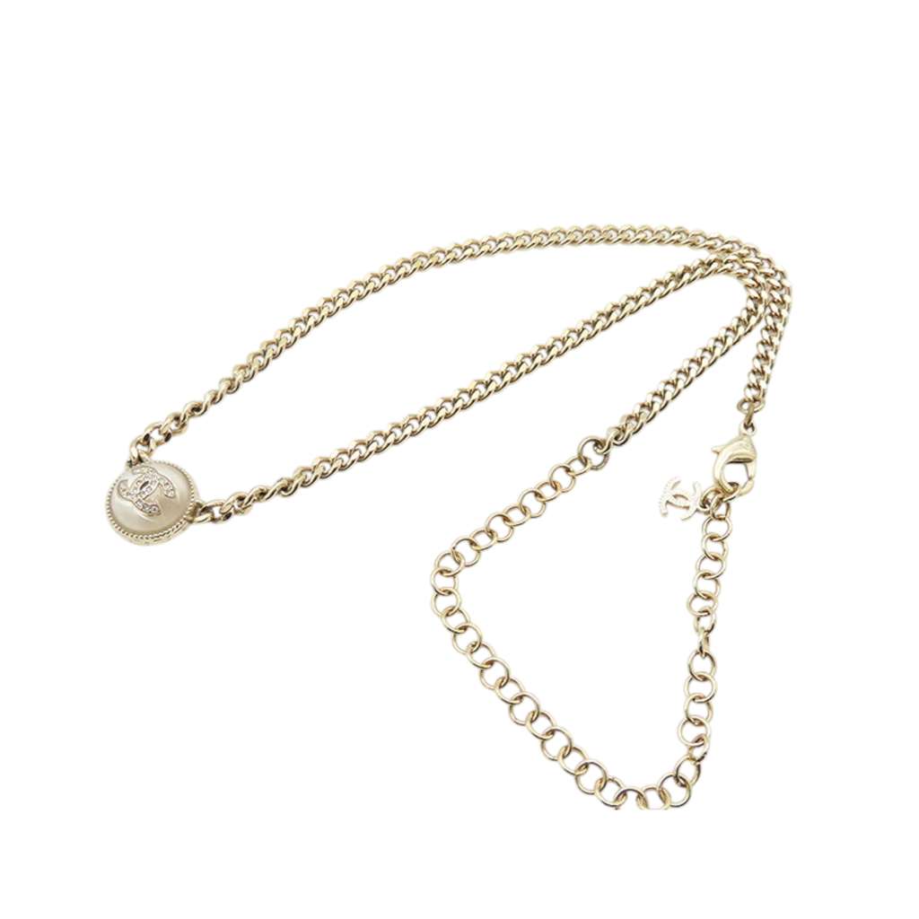 Chanel Gold Plated Resin CC Rhinestones Pendant Necklace - 4