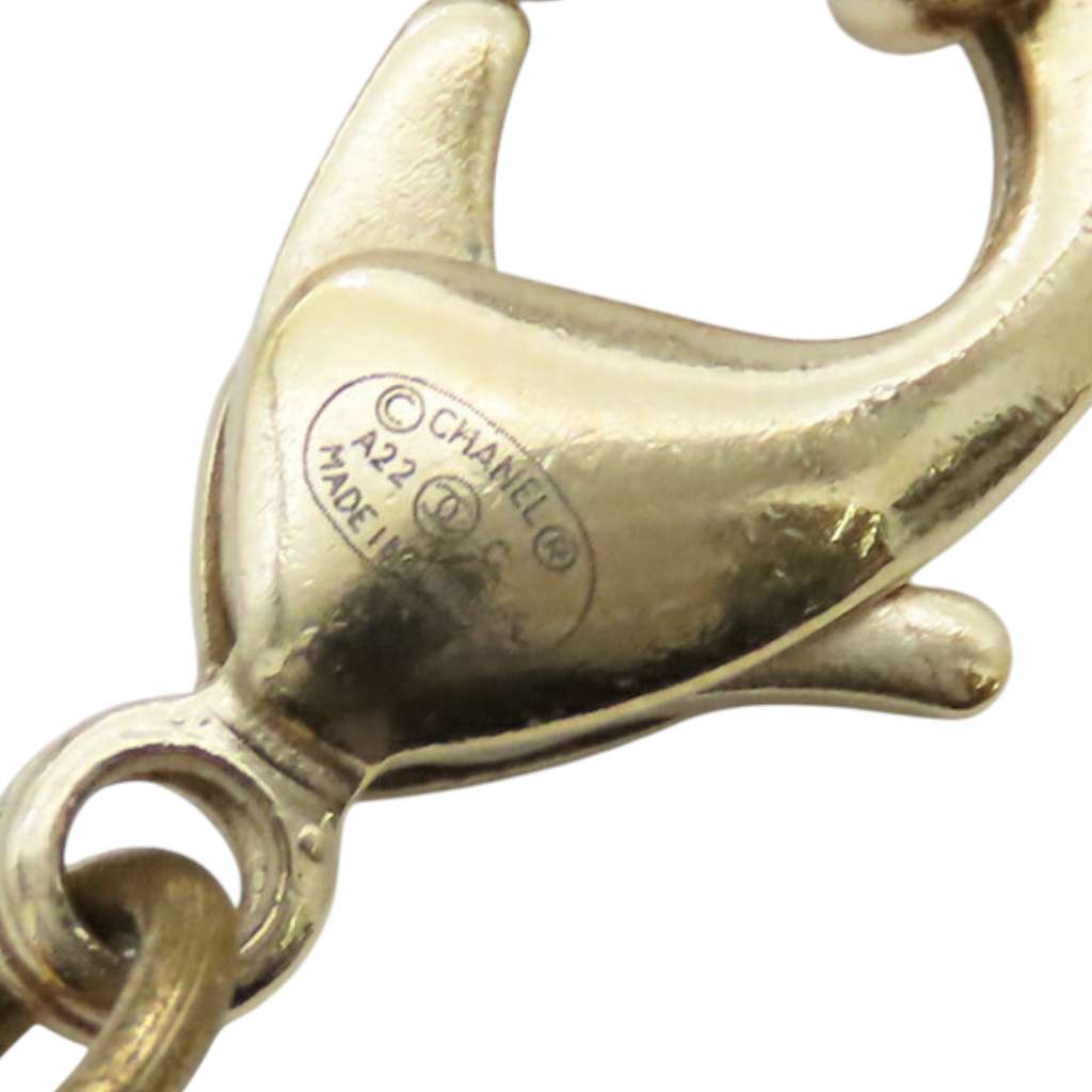 Chanel Gold Plated Resin CC Rhinestones Pendant Necklace - Detail 1