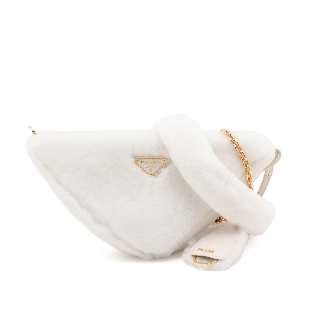 Prada Mini Shearling Triangle Satchel