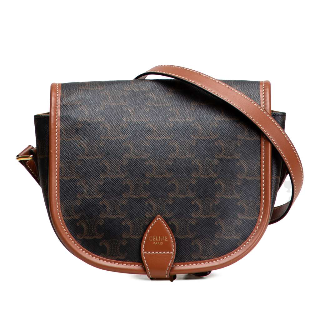 Celine Medium Triomphe Coated Canvas Folco Crossbody