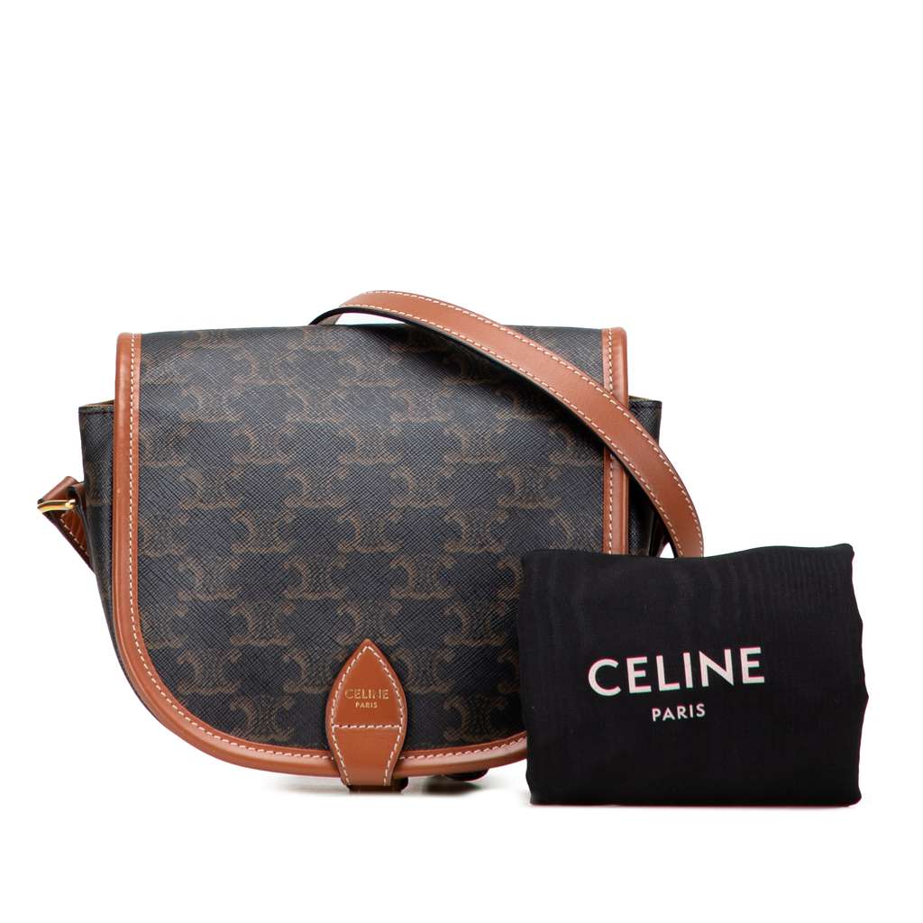 Celine Medium Triomphe Coated Canvas Folco Crossbody - Image 12