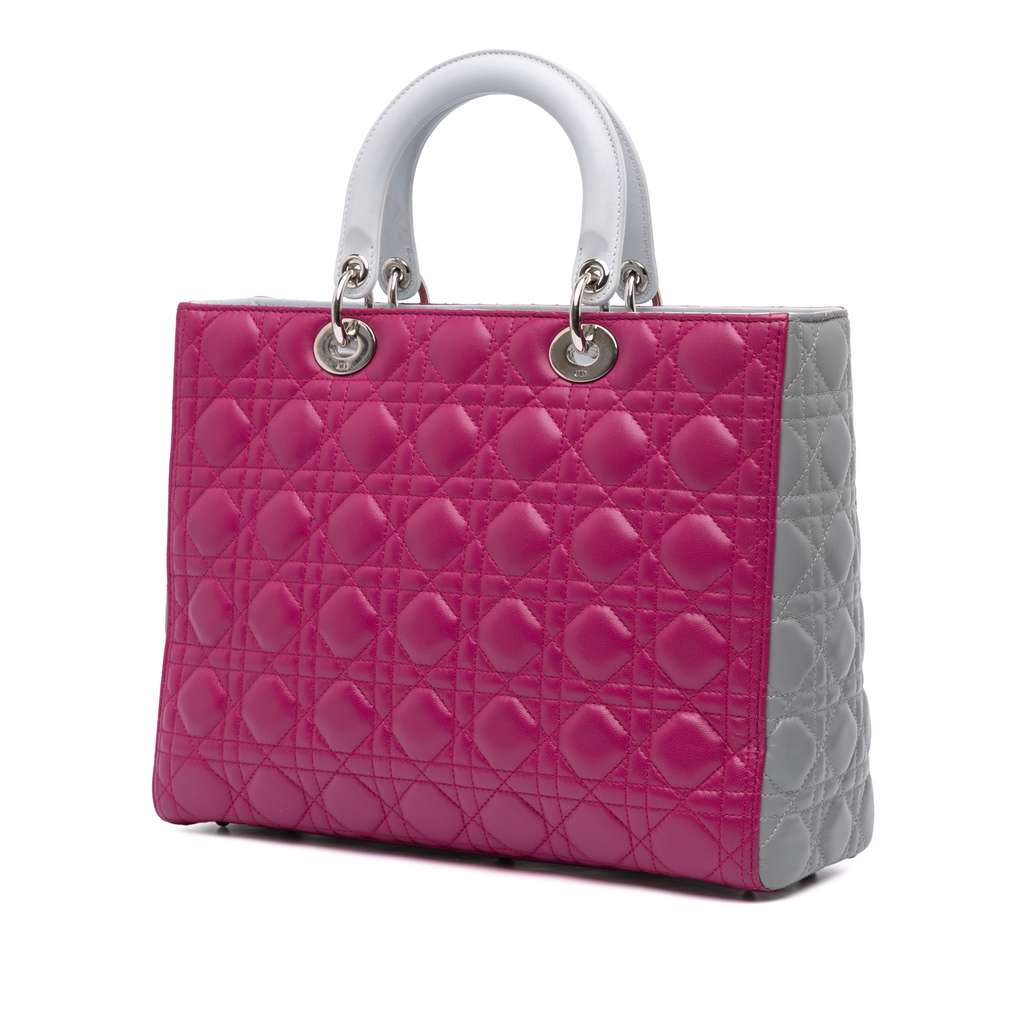 Dior Large Bicolor Lambskin Cannage Lady Dior - Back view