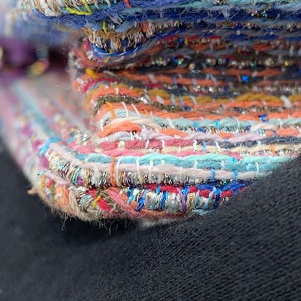 Chanel CC Quilted Tweed Rainbow Hardware Wallet on Chain - Image 14