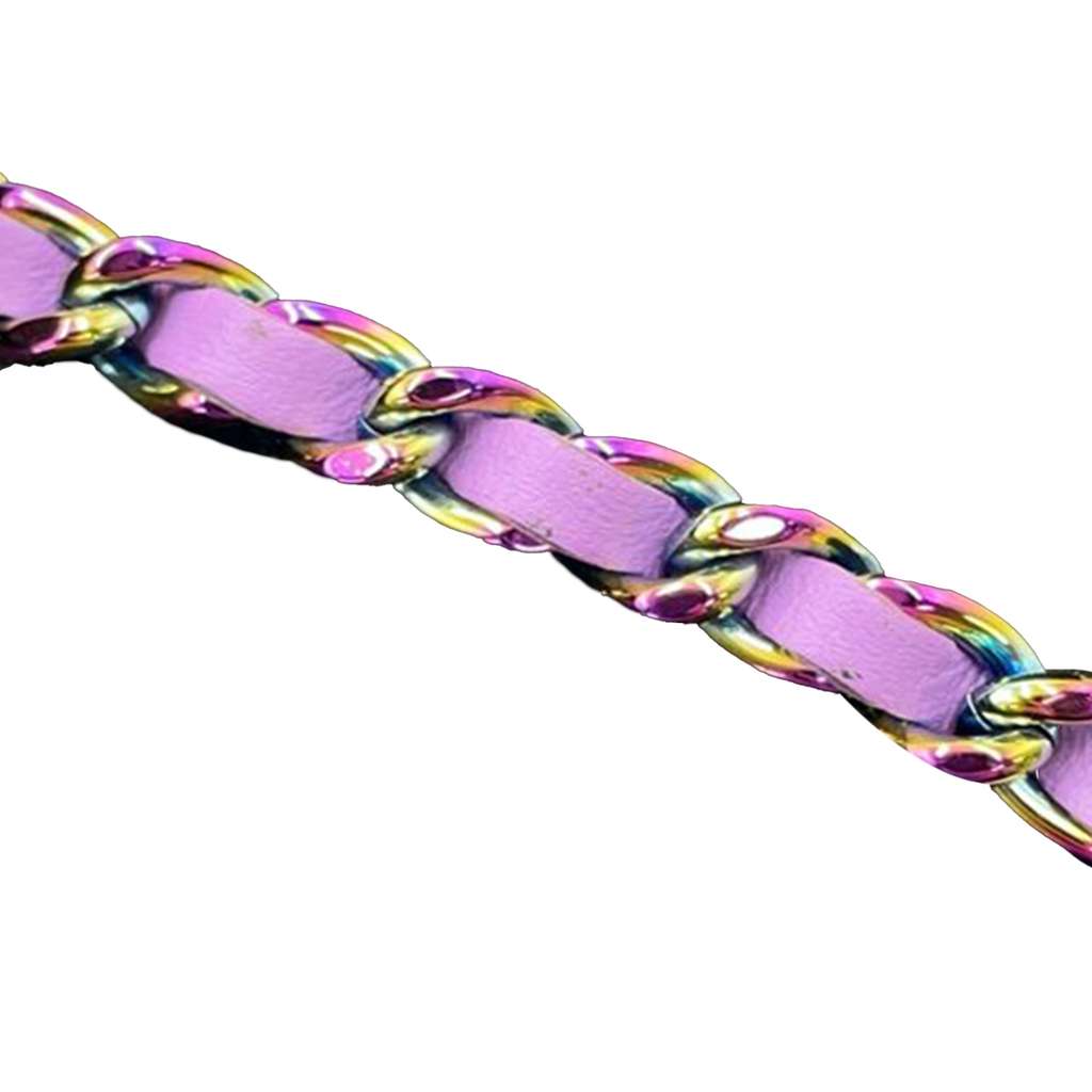 Chanel CC Quilted Tweed Rainbow Hardware Wallet on Chain - Image 16