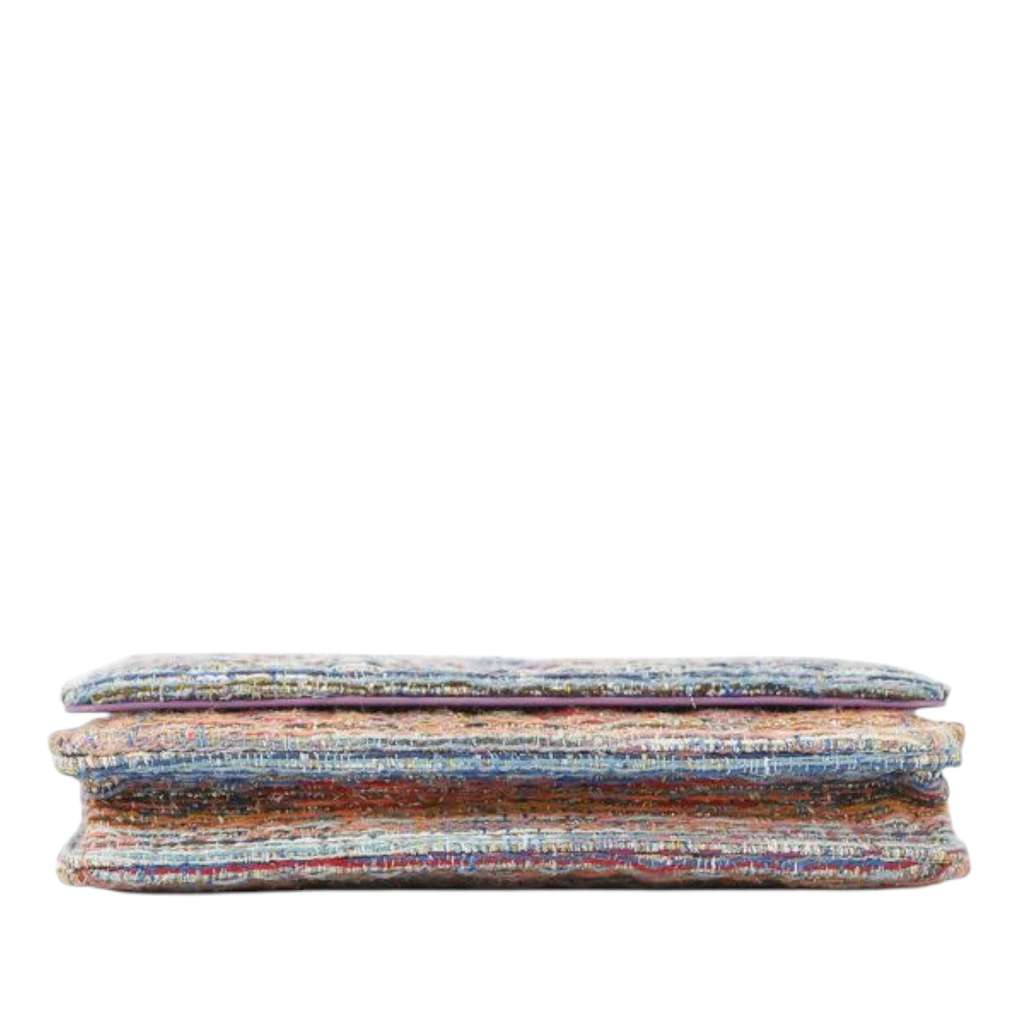 Chanel CC Quilted Tweed Rainbow Hardware Wallet on Chain - Image 6