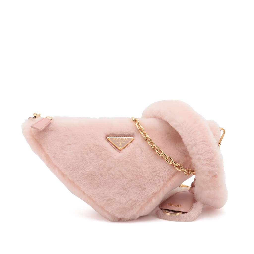 Prada Mini Shearling Triangle Satchel