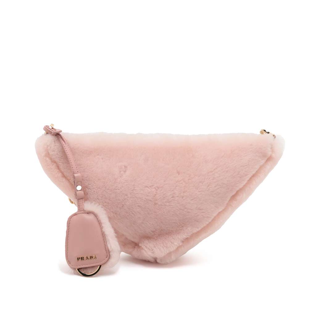 Prada Mini Shearling Triangle Satchel - Back view