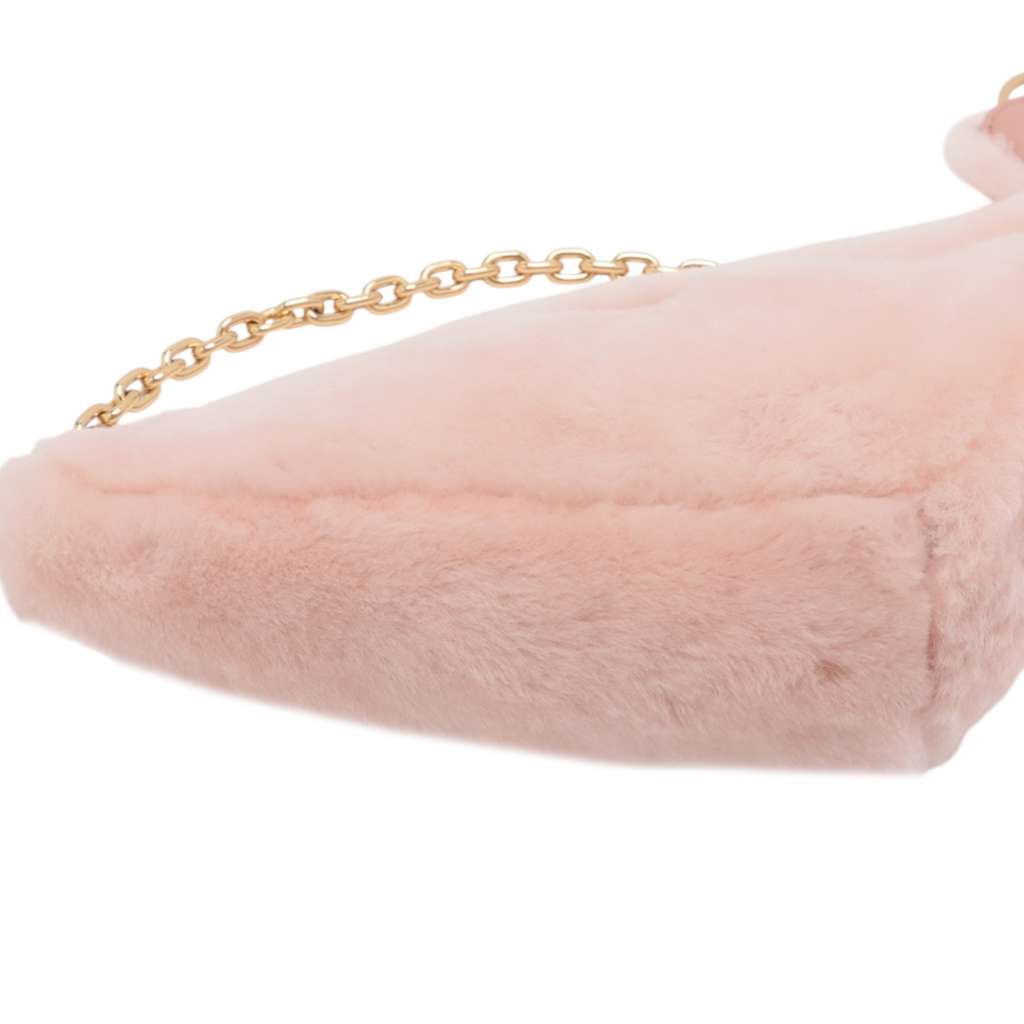 Prada Mini Shearling Triangle Satchel - Side view