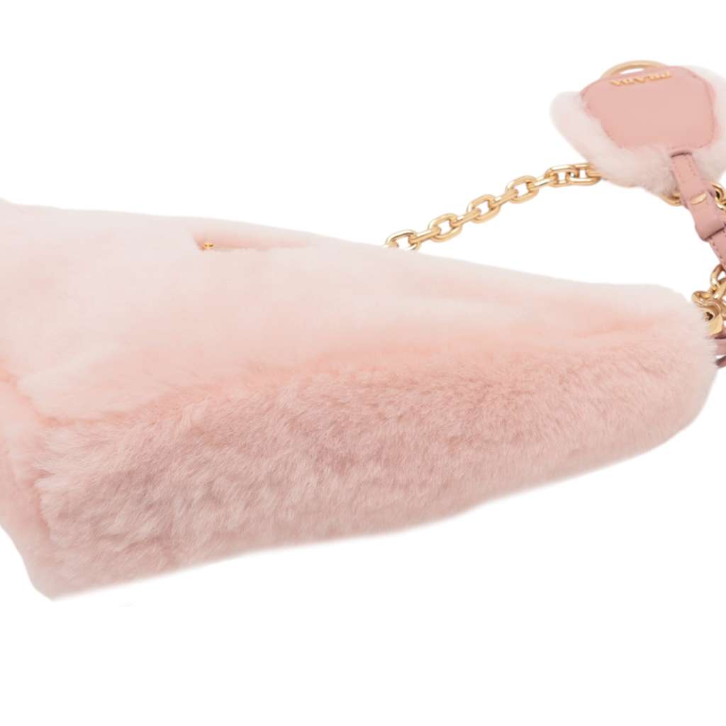 Prada Mini Shearling Triangle Satchel - Detail 2