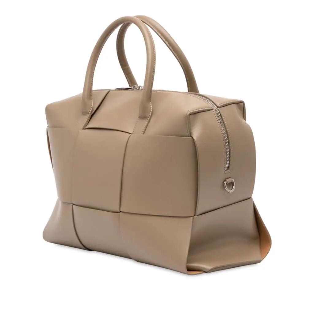 Bottega Veneta Calfskin Maxi Intrecciato Arco Briefcase Brown Leather Good - Back View