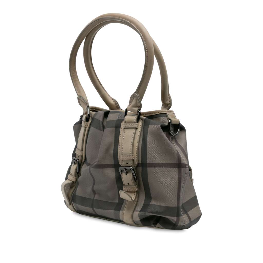 Burberry Smoke Check Coated Canvas Northfield Satchel - Back view