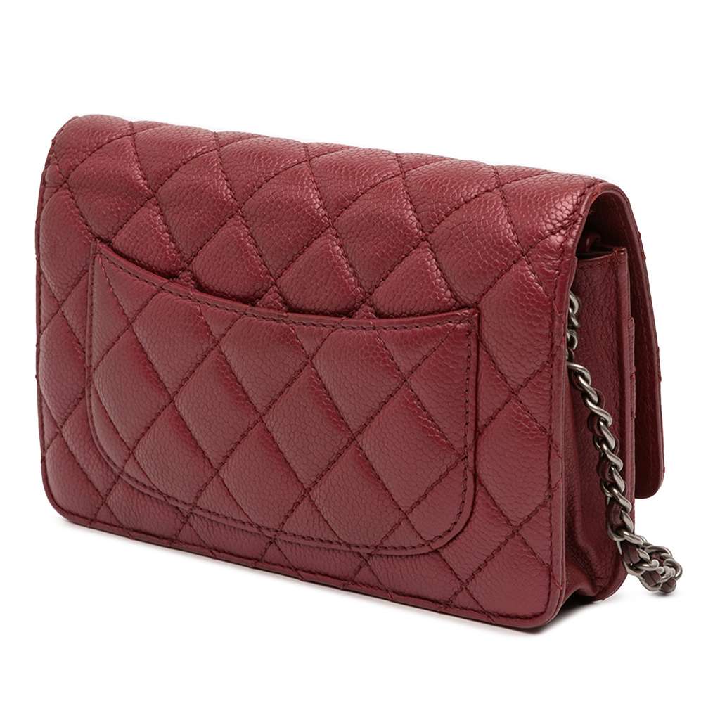 Chanel CC Quilted Caviar Wallet on Chain - Back view