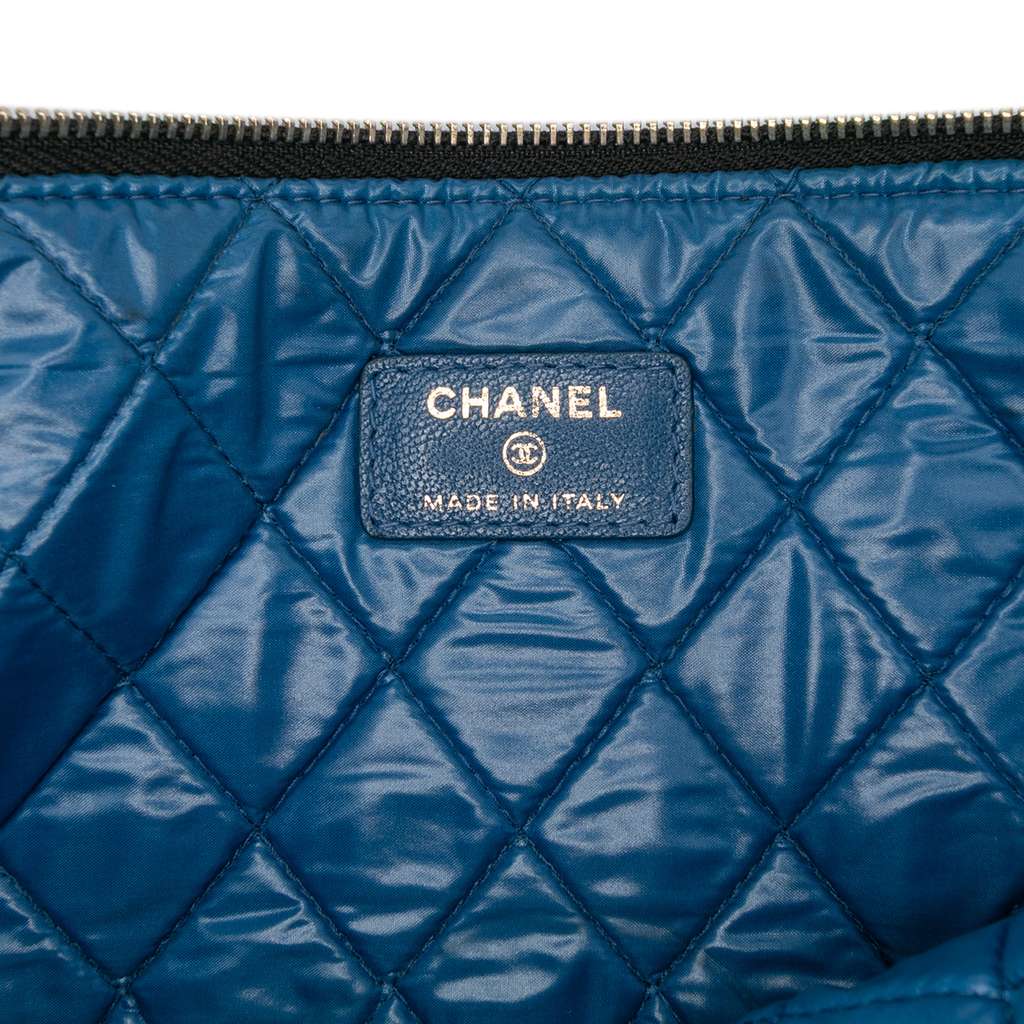 Chanel Large Bicolor Sheepskin Mademoiselle Zip Clutch - Side view