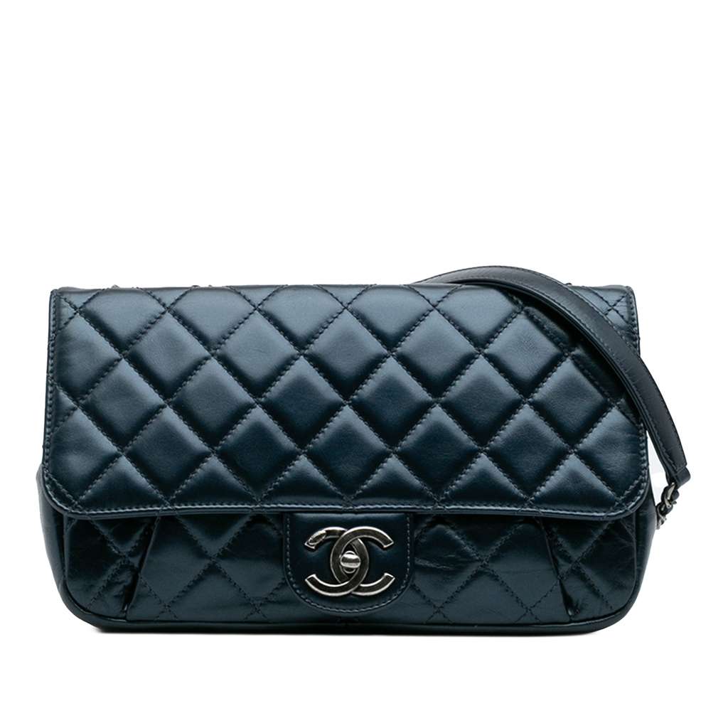 Chanel Medium Quilted Glazed Calfskin Coco Pleats Flap