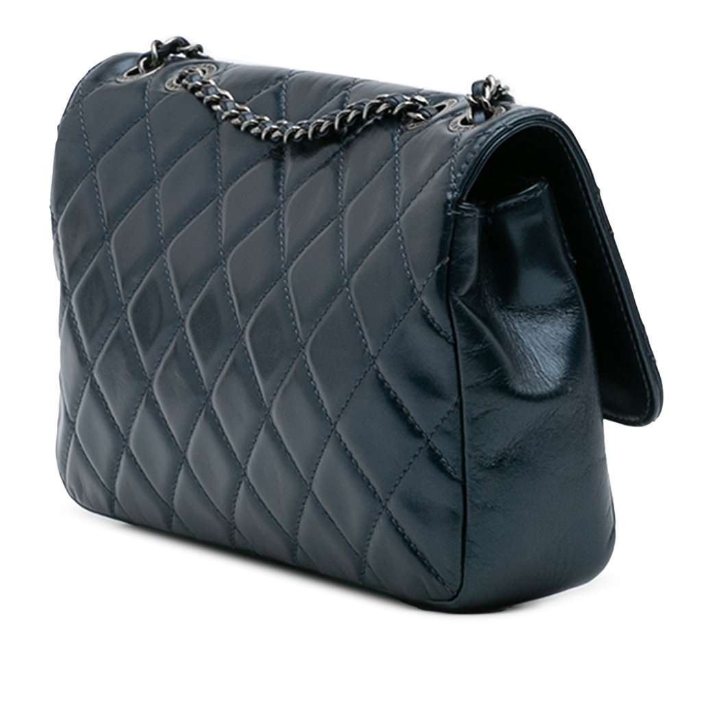 Chanel Medium Quilted Glazed Calfskin Coco Pleats Flap - Back view
