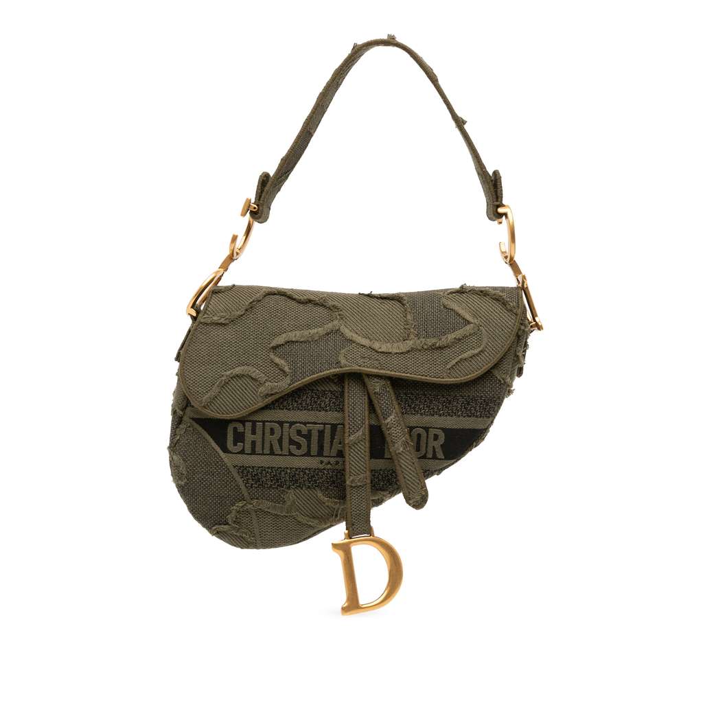 Dior Camouflage Canvas Embroidered Saddle Bag