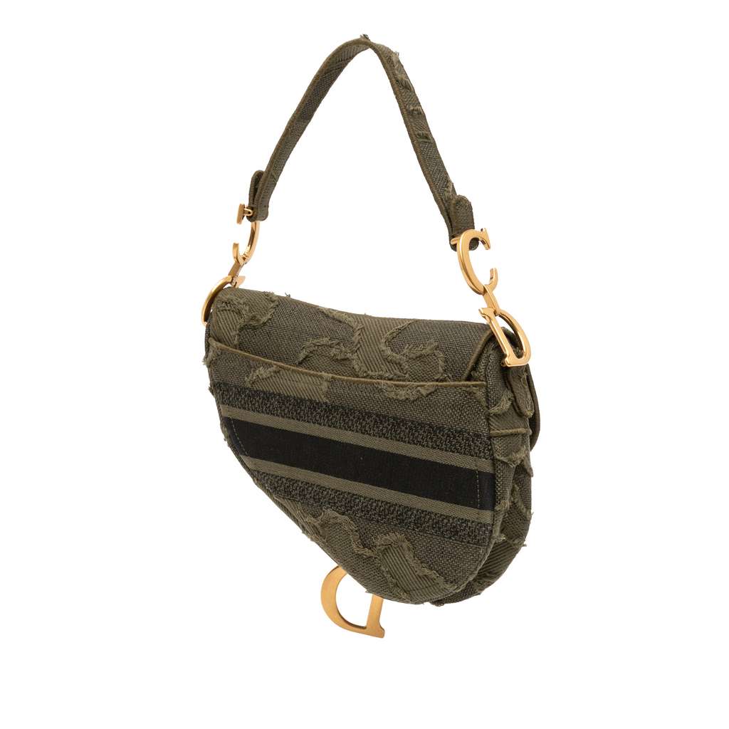 Dior Camouflage Canvas Embroidered Saddle Bag - Back view