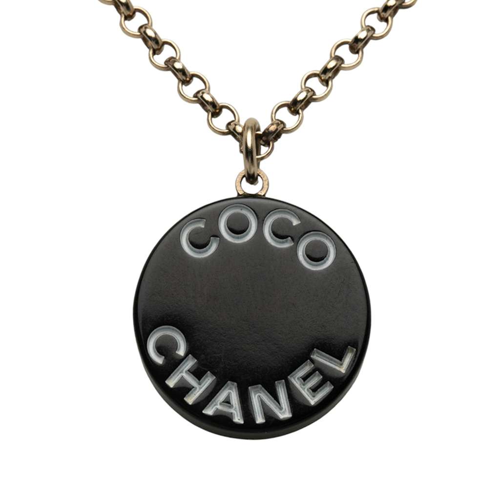 Chanel Silver Plated Round Resin Pendant Necklace - 4