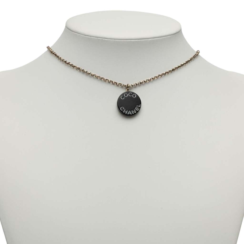 Chanel Silver Plated Round Resin Pendant Necklace - 5
