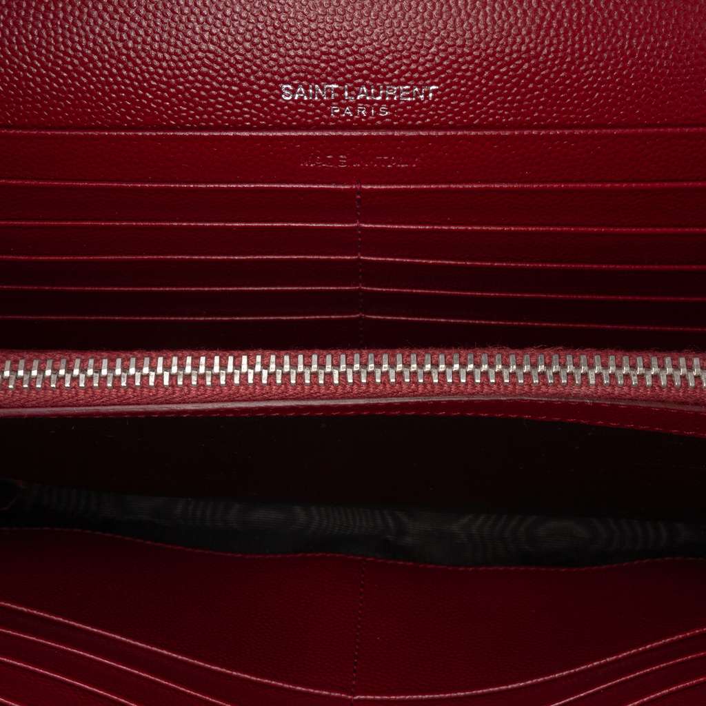 Saint Laurent Grain De Poudre Chevron Monogram Envelope Chain Wallet - 4