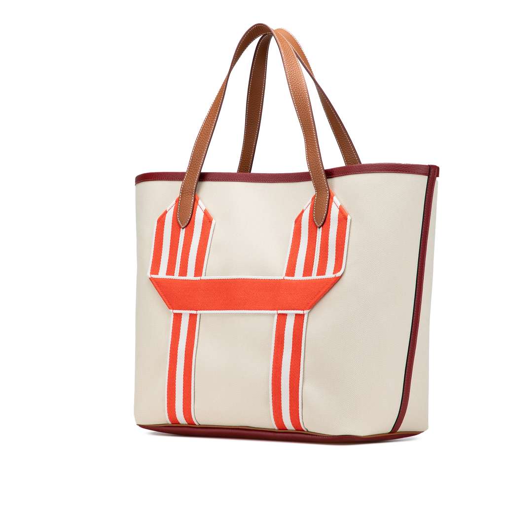 Hermès Toile and Clemence Pursangle Tote - Back view