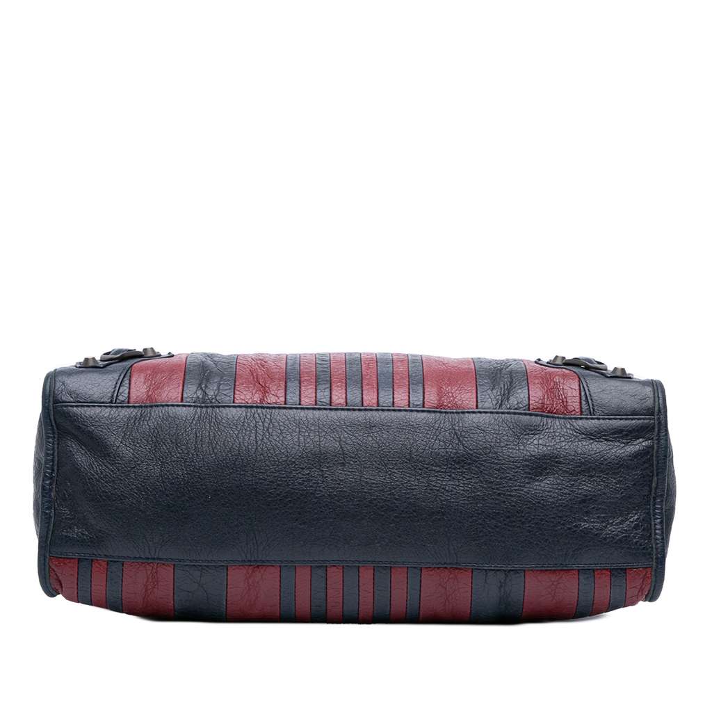 Balenciaga Lambskin Motocross Classic Striped City Satchel - 3