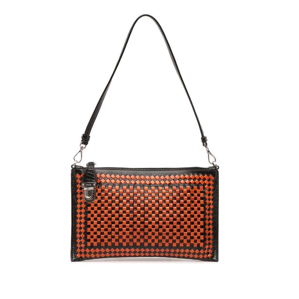 Prada Woven Goatskin Madras Shoulder Bag
