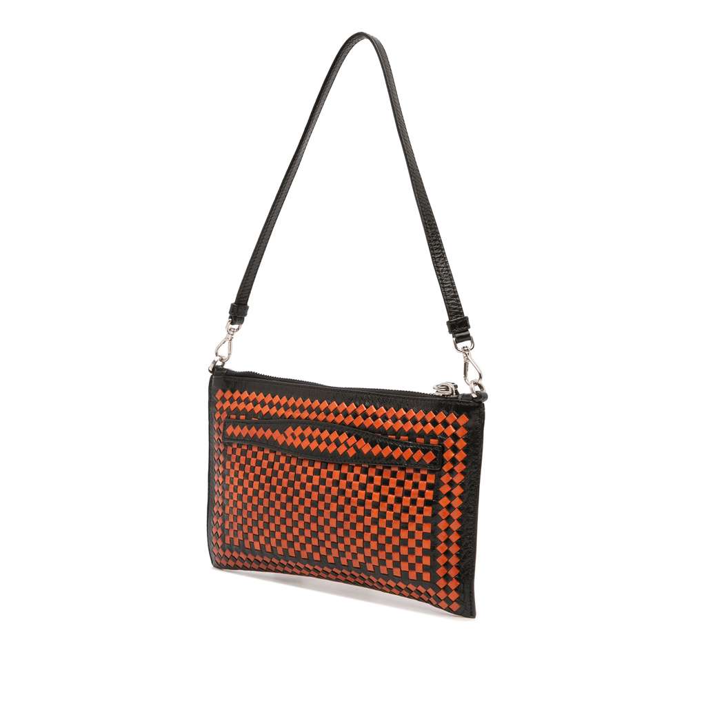 Prada Woven Goatskin Madras Shoulder Bag - Back view