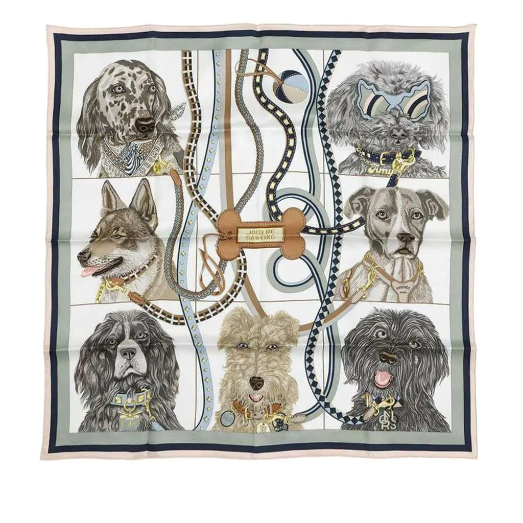 Hermès Jour de Casting Silk Scarf White Silk Good - Front View