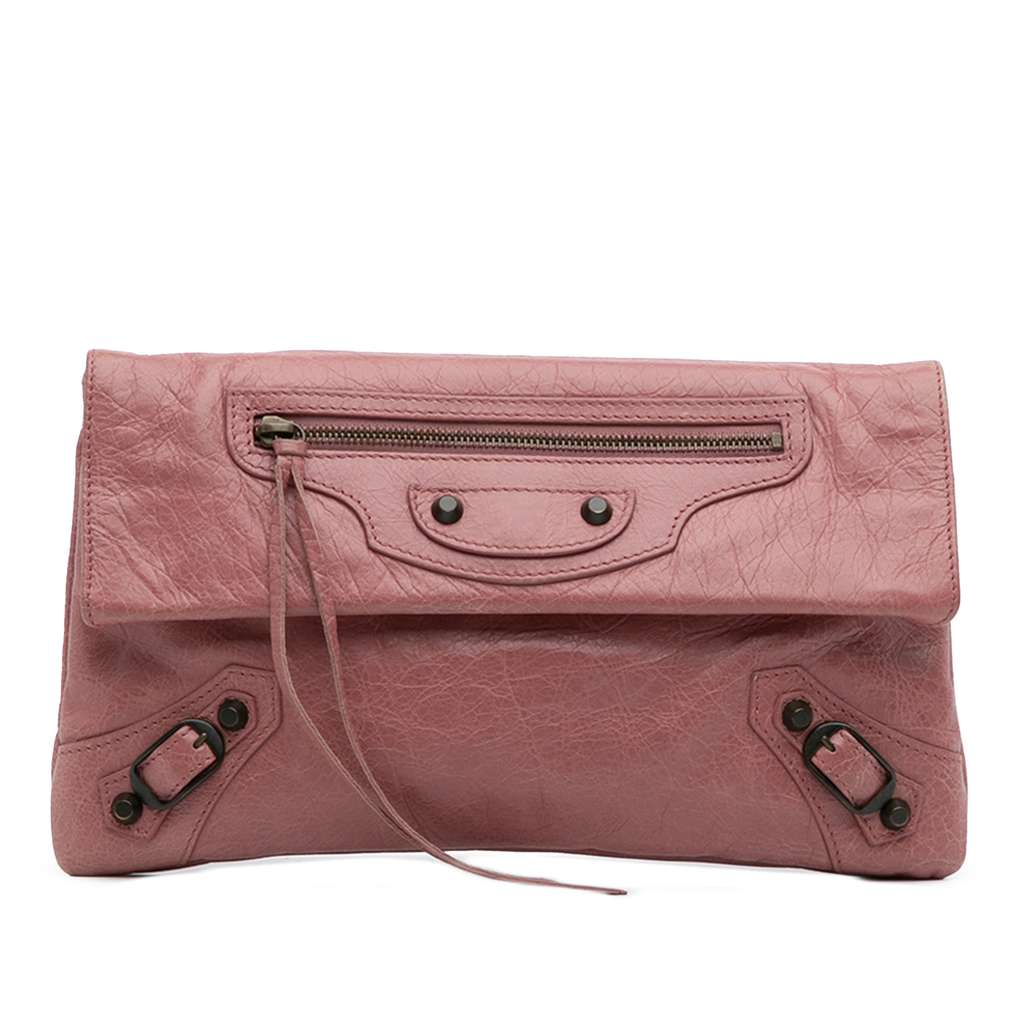 Balenciaga Lambskin Motocross Classic Envelope Clutch