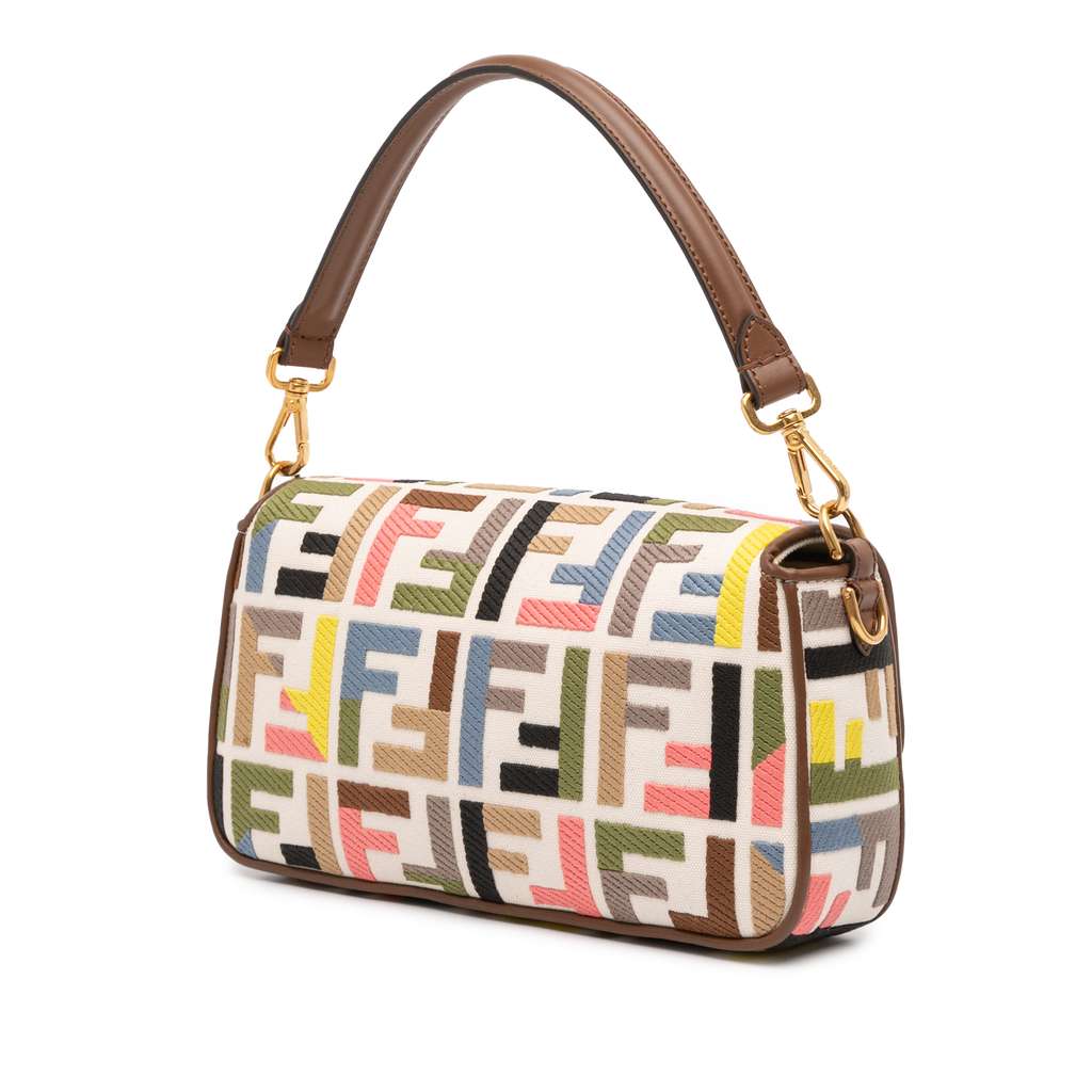 Fendi Zucca Embroidered Canvas Baguette Satchel - 2