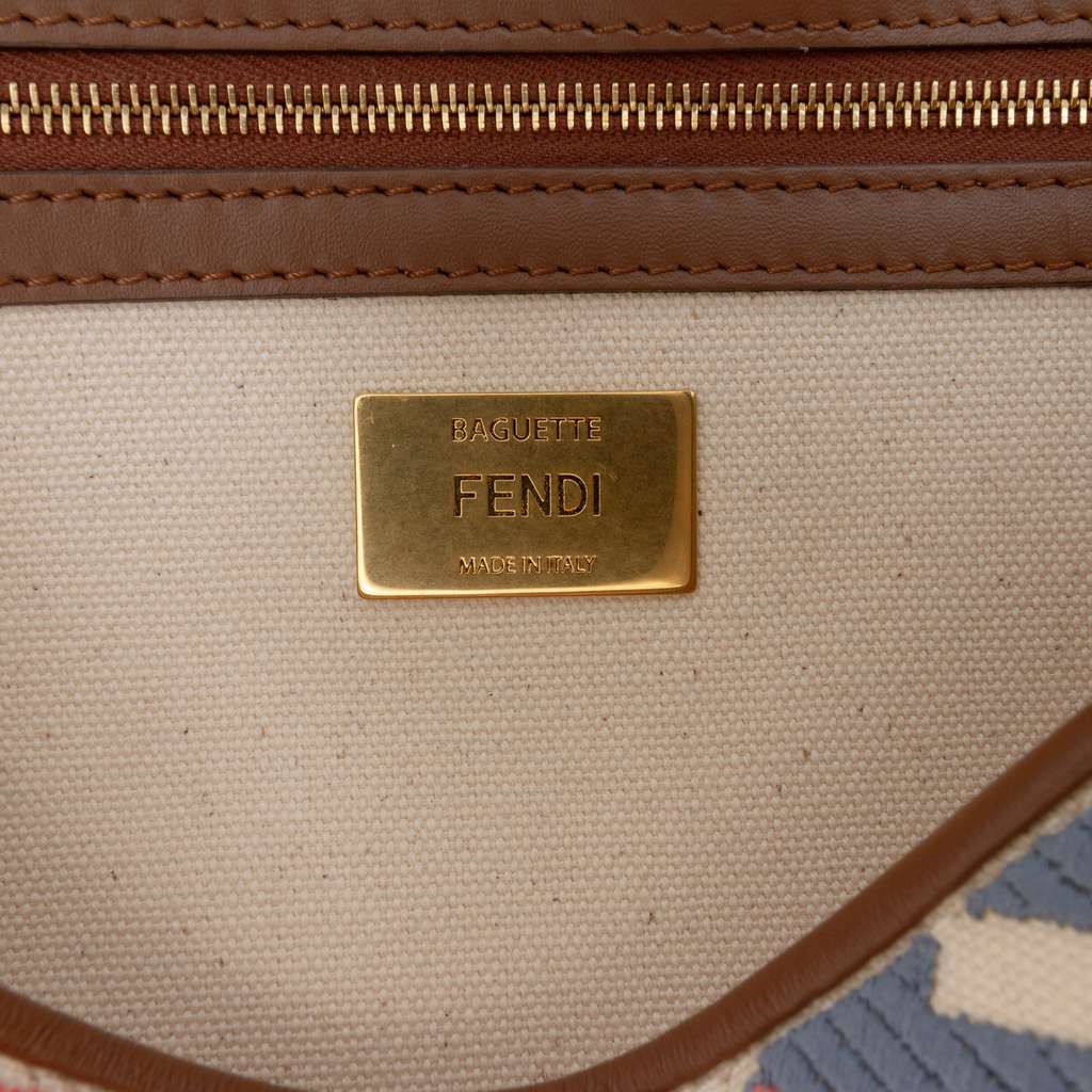 Fendi Zucca Embroidered Canvas Baguette Satchel - 5